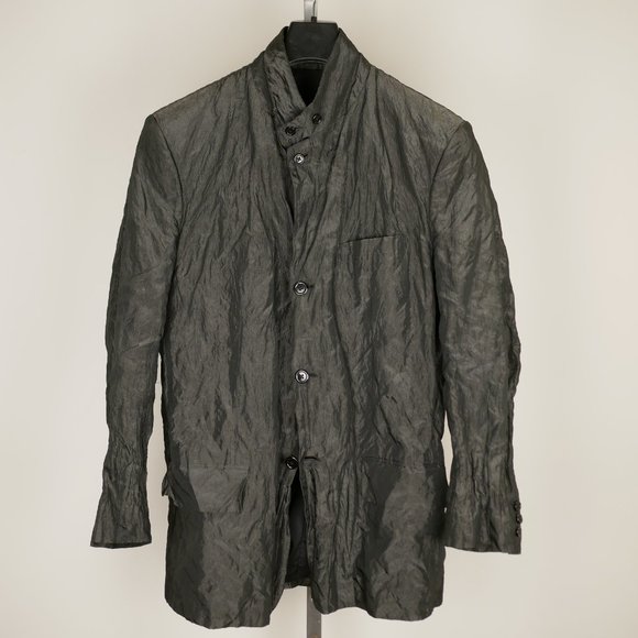 Yohji Yamamoto Pour Homme Spring 1999 Runway Crinkled Steel Blend Jacket (M) - Picture 2 of 7